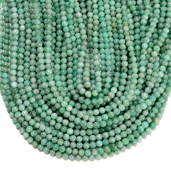 Natural Colombia Emerald Gemstone Grade AAA Round 3MM 4MM 5MM 6MM 7MM Loose Beads 7.5 inch Half Strand (P112)
