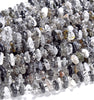 Natural Black Tourmaline Rutilated Quartz Gemstone Pebble Nugget Freeform Rondelle 8-10MM Loose Beads (D558)