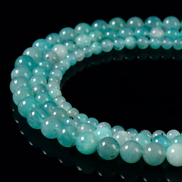 Natural Aqua Blue Peruvian Amazonite Gemstone Grade AA Round 6MM 8MM  Loose Beads (D579)