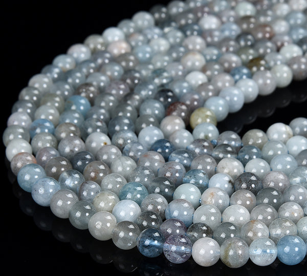 Natural Blue Aquamarine Gemstone Grade A Round 5MM Loose Beads 15 inch Full Strand (80019100-P102)