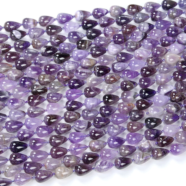 Natural Chevron Amethyst Gemstone 11X15MM Teardrop Loose Beads (D426)