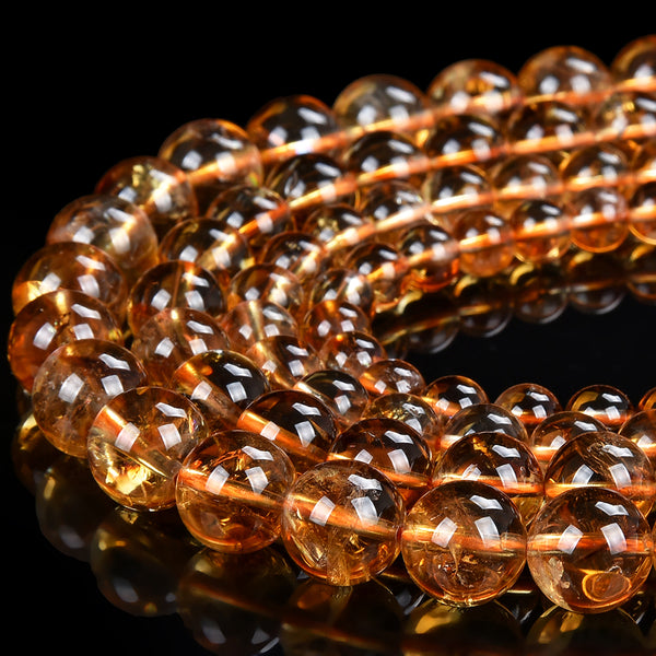 Natural Citrine Gemstone Grade AAA Round 5MM 6MM 7MM 8MM 9MM 10MM 11MM 12MM Loose Beads (D515)