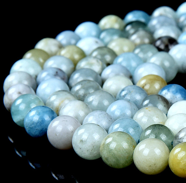 Natural Aquamarine Gemstone Grade A Round 7-8MM Loose Beads (D492)