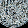 Natural Aquamarine Gemstone Grade A Micro Faceted Rondelle 6X4MM Loose Beads (P90)