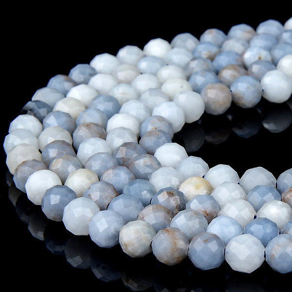 Natural Angelite Gemstone Grade AA 5-6MM Micro Faceted Round Loose Beads 15 inch Full Strand (80018227-P97)