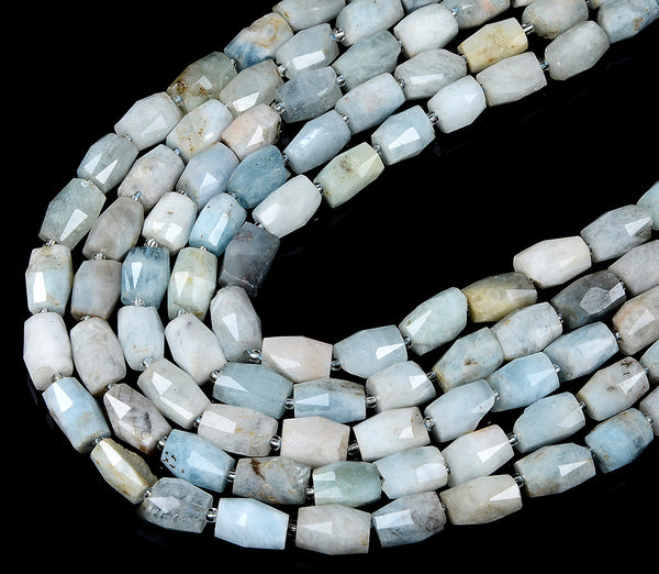 Natural Aquamarine Gemstone 10X14MM Faceted Barrel Tube Loose Beads 16 inch Full Strand (80017630-D419)