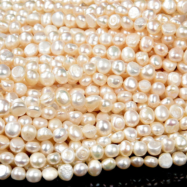 Natural Baroque Freshwater Ivory White Pearl Gemstone Pebble Nugget 6-7MM Loose Beads (S30)