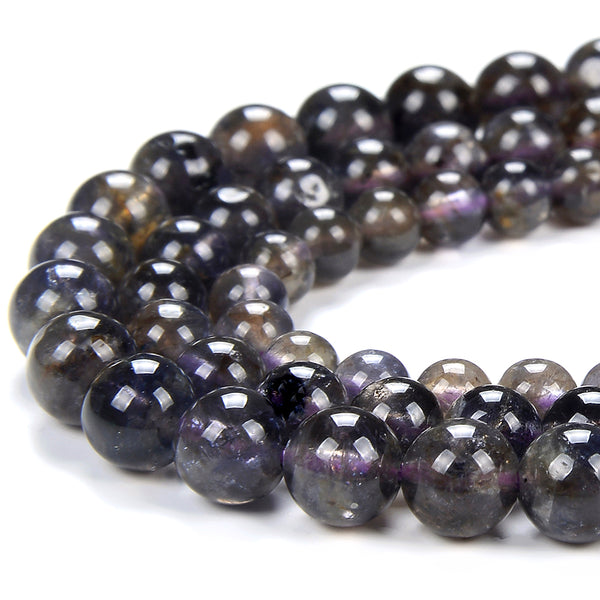 Natural Deep Blue Iolite Gemstone Round 4MM 5MM 6MM Loose Beads (D447)