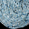 Natural Aquamarine Gemstone Grade AA Micro Faceted Round 2MM 3MM 4MM Loose Beads (P66)