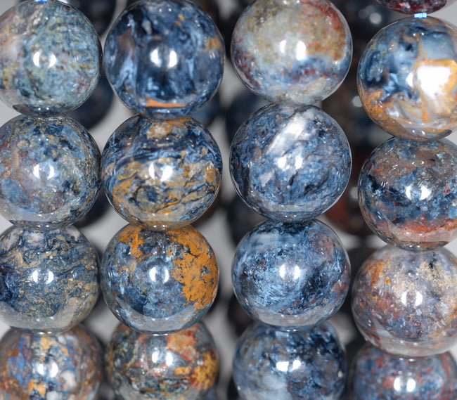 13-14MM Blue Pietersite Gemstone Grade A Round Loose Beads inch