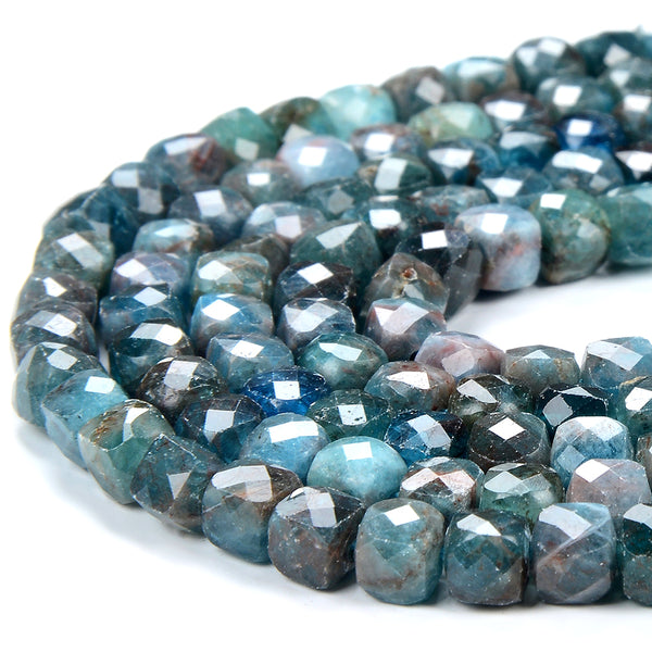 Natural Apatite Gemstone Grade A Micro Faceted Square Cube 4MM 4-5MM Loose Beads (P76)