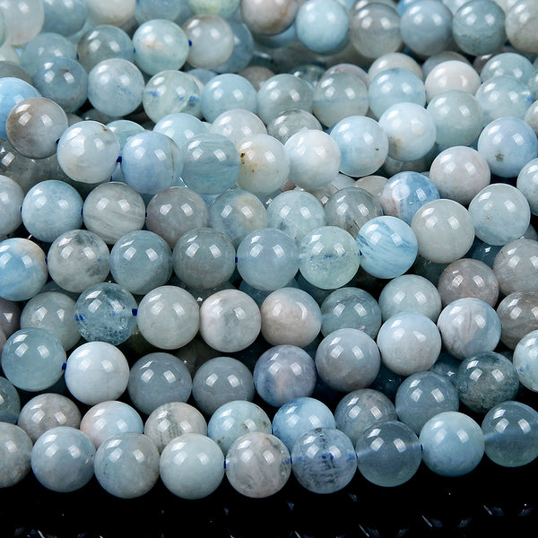 Natural Aquamarine Gemstone Grade AA Round 8-9MM 9MM Loose Beads 15 inch Full Strand (D408)
