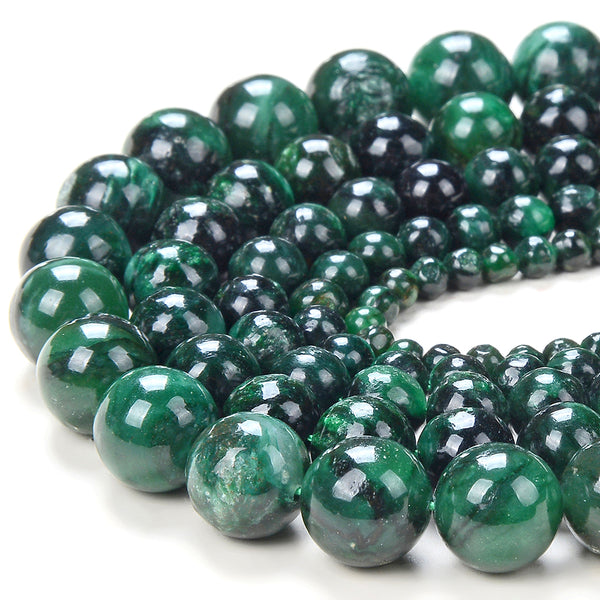 Natural Green Mica Muscovite in Fuchsite Deep Emerald Green Gemstone Grade AAA Round 6MM 8MM 10MM 12MM Loose Beads (D258)
