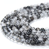 Natural Black Tourmaline Rutilated Quartz Gemstone Grade AAA Round 2MM 3MM Loose Beads 15 Inch Full Strand (P63)