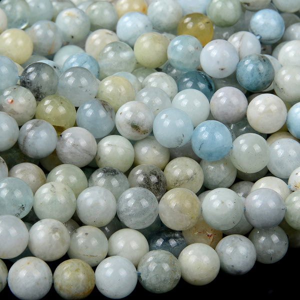 Natural Aquamarine Gemstone Grade A Round 6MM 8MM Loose Beads (D103)