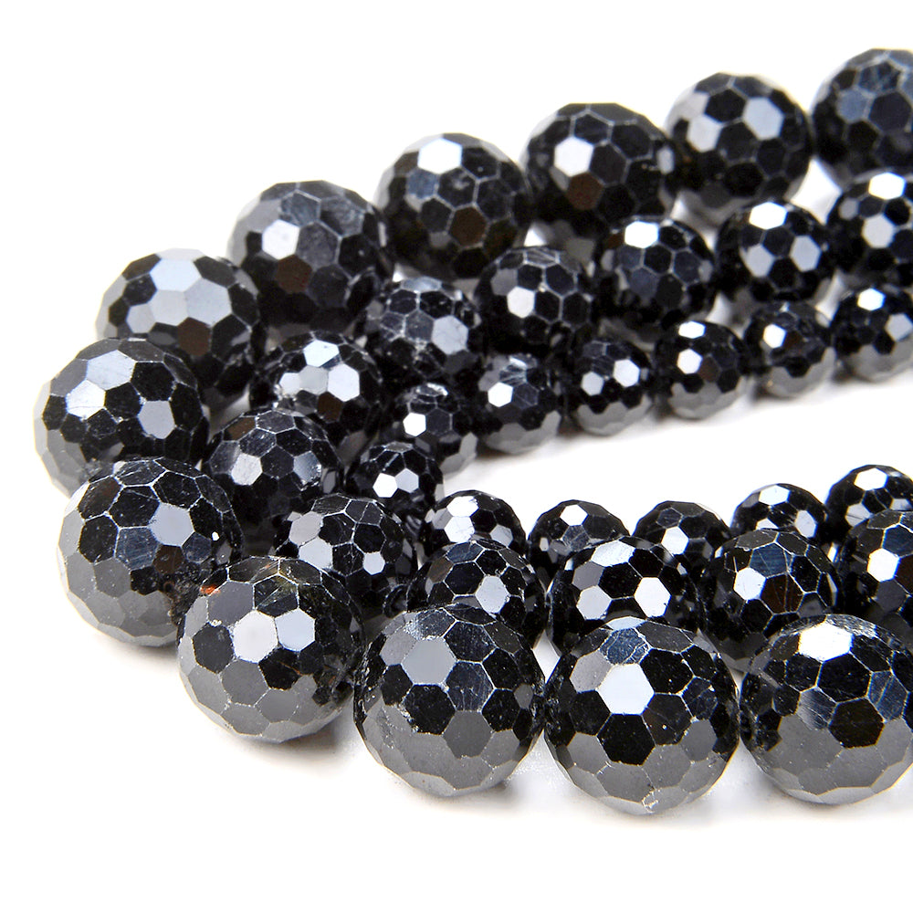 Natural Black Tourmaline Gemstone Grade AA Micro Faceted Round 8MM