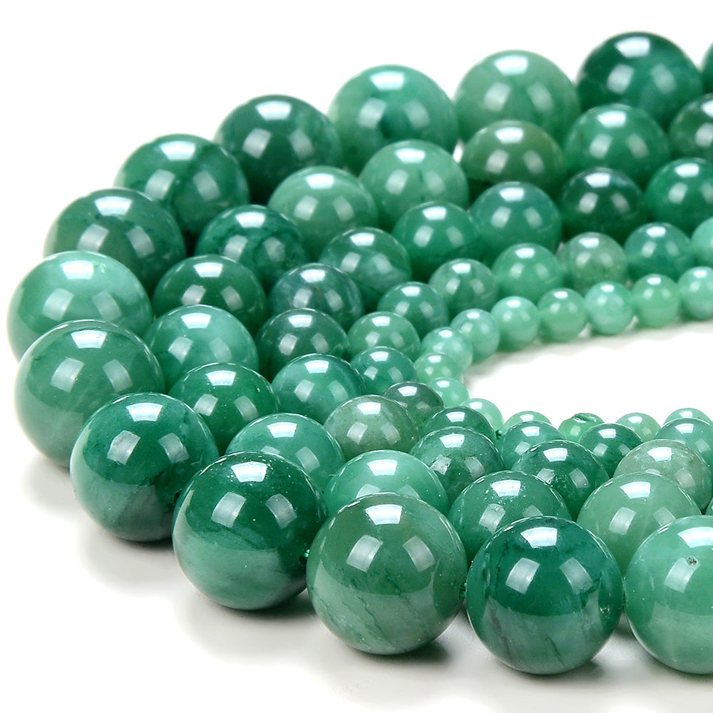 Natural Faceted Green Jade Round Gemstone Loose Beads – 8mm 10mm 12mm – AAA Quality 15" Strand