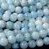 Natural Aquamarine Gemstone Grade AAA Round 6MM 8MM 10MM 12MM Loose Beads (D215)