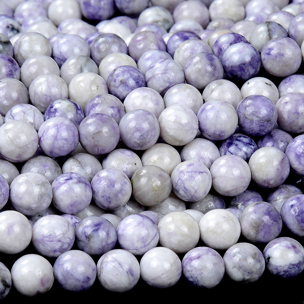 1pcs Natural Stone Beads 4/6/8/10/12mm Purple Green Jasper Loose Beads for Jewelry  Making 15'' Strand