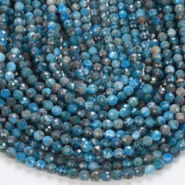 Natural Apatite Gemstone Micro Faceted Round 3MM 4MM 5MM Loose Beads (P48)