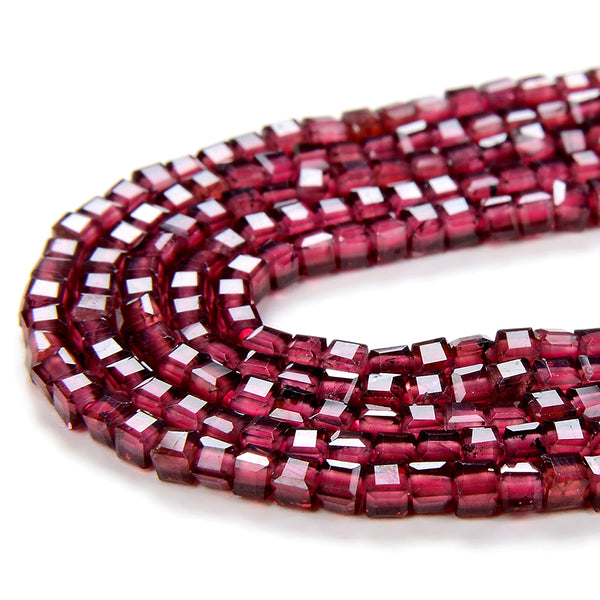 2MM Natural Red Garnet Gemstone Grade AAA Micro Faceted Diamond Cut Cube Loose Beads (P42)