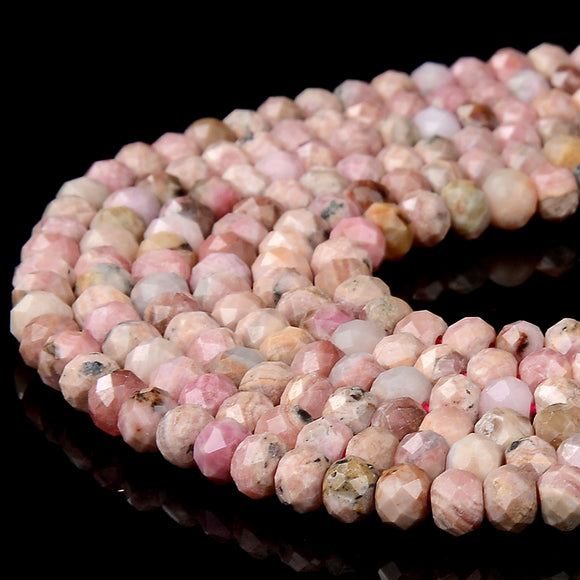 Natural Argentina Rhodochrosite Gemstone Micro Faceted Rondelle 5X4MM Loose Beads (P90)
