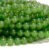 Olive Green Color Jade Gemstone Round 8MM Loose Beads 14.5 inch Full Strand (80020086-D618)