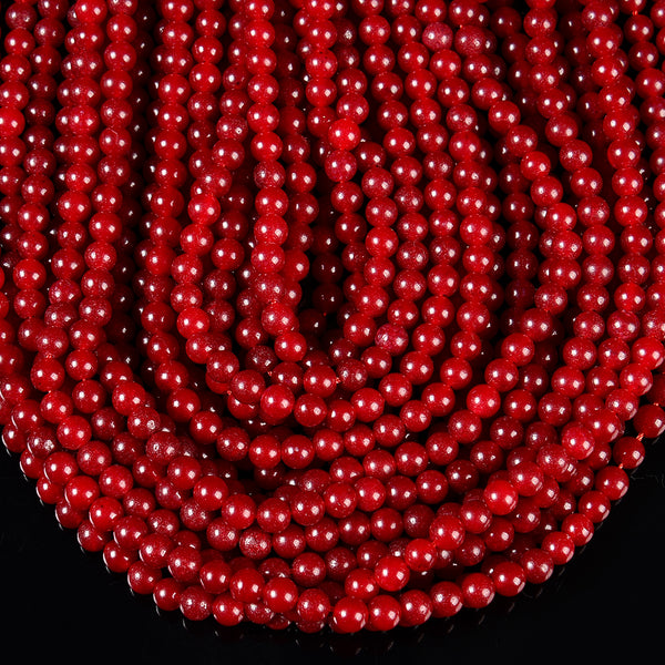 Red Jade Gemstone Round 6MM Loose Beads 14.5 inch Full Strand (80020225-D628)