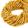 4X4MM Titanium Gold Hematite Gemstone Rounded Cube Loose Beads 15.5 inch Full Strand (80021664-840)