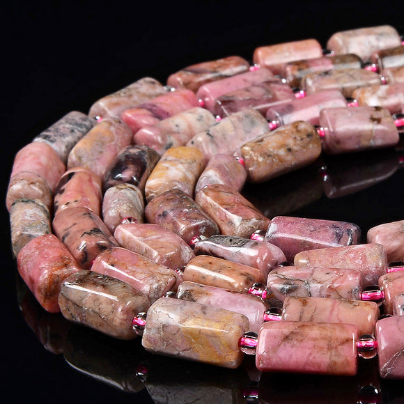 Natural Rhodonite Gemstone 12X8MM Faceted Cylinder Round Tube Loose Beads (D465)
