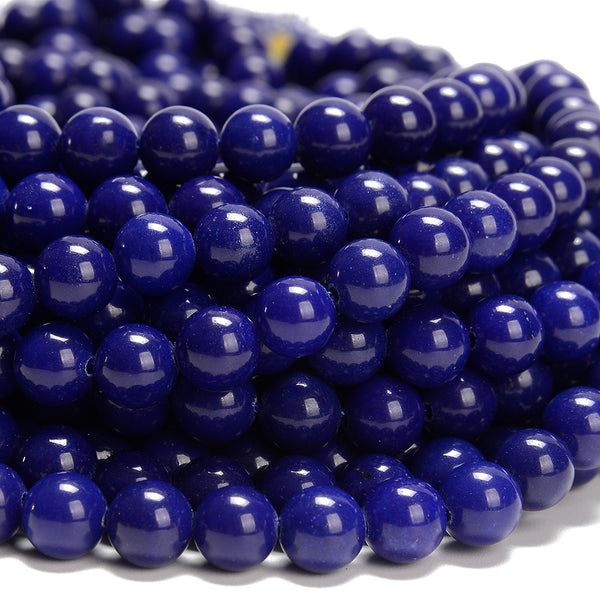 Lapis Blue Color Jade Gemstone Round 8MM Loose Beads 14.5 inch Full Strand (80020090-D618)