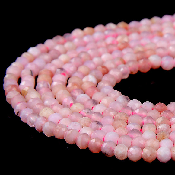 2MM Natural Pink Opal Gemstone Grade AAA Micro Faceted Round Loose Beads 15.5 inch Full Strand (80017899-P82)