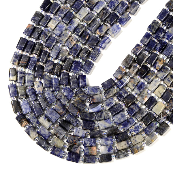 Natural Sodalite Gemstone Faceted Round Tube Hexagon 10X8MM Loose Beads (D724)