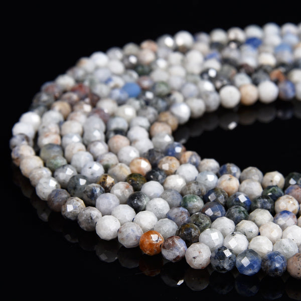 Natural Sodalite Gemstone Micro Faceted Round 4MM Loose Beads 15 inch Full Strand (80020508-P114)