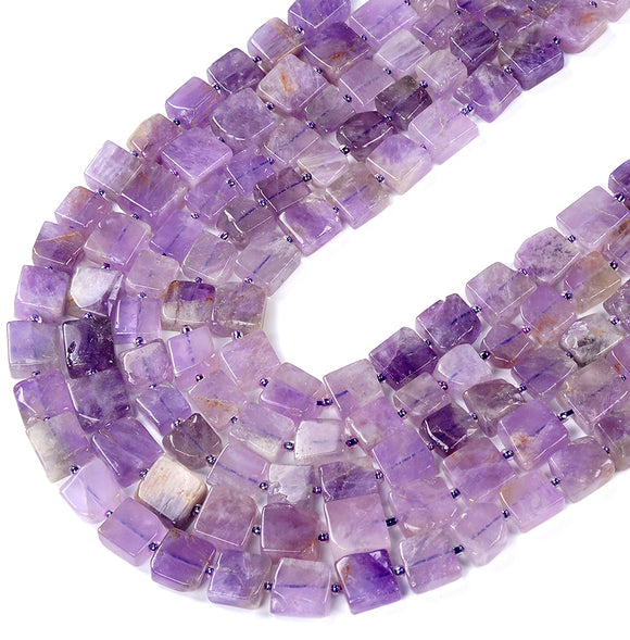 Natural Chevron Amethyst Gemstone 10-12MM Cube Loose Beads 15.5 inch Full Strand (80017648-D422)