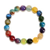 Multi Color Fire Agate Gemstone Faceted Round Bracelet 10MM 7.5 inch Strand (80021378-S57)