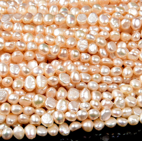 Natural Baroque Freshwater Ivory White Cream Pearl Gemstone Potato Nugget 6-7MM Loose Beads (S29)