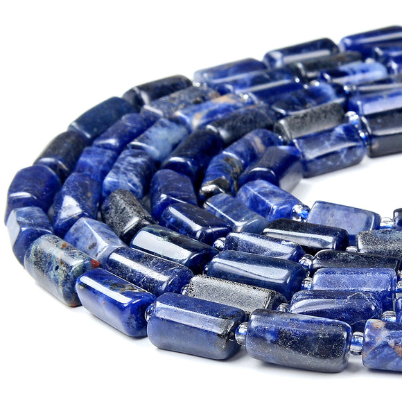 Natural Sodalite Gemstone 12X8MM Faceted Cylinder Round Tube Loose Beads (D464)