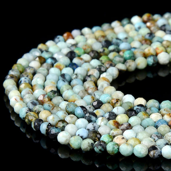 Natural Blue Opal Gemstone 2MM Micro Faceted Round Loose Beads 15 inch Full Strand (80018161-P93)