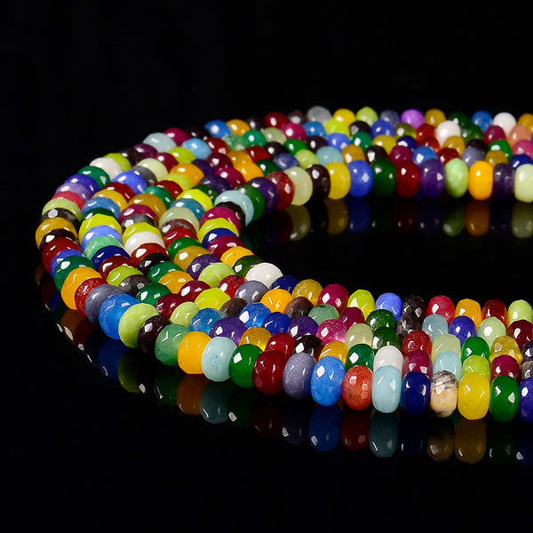 Multi Color Jade Gemstone Faceted Rondelle 8X4MM Loose Beads (D663 )