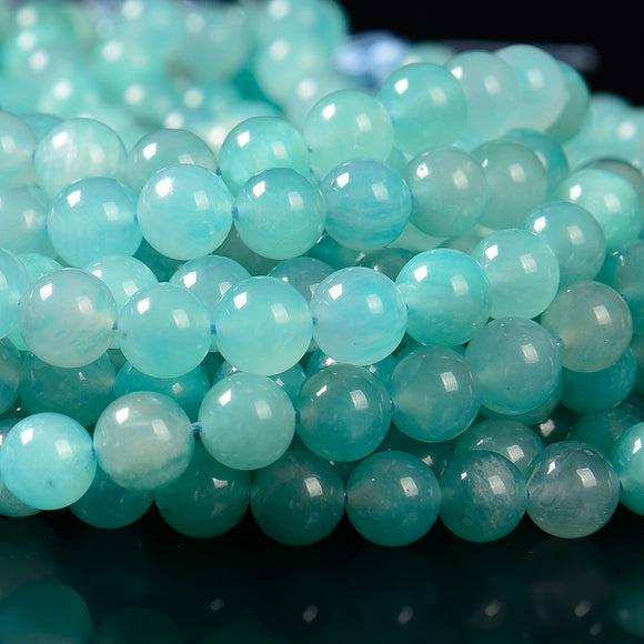Natural Aqua Blue Peruvian Amazonite Gemstone Round 6MM  Loose Beads (D580)