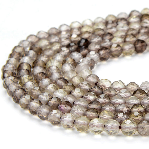 Natural Smoky Quartz Gemstone Grade AAA 3MM Micro Faceted Round Loose Beads 15 inch Full Strand (80018167-P93)