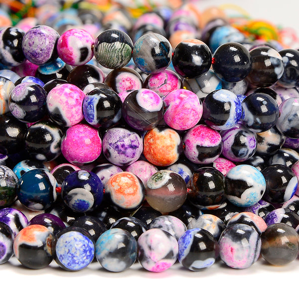 Rainbow Fire Agate Gemstone Round 6MM 8MM 10MM Loose Beads (D701)