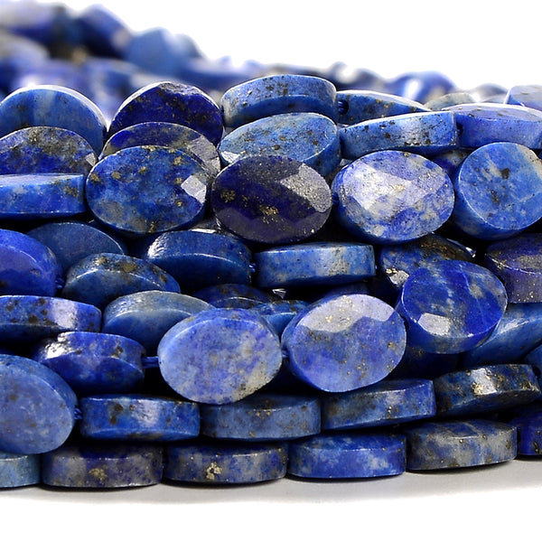 Natural Lapis Lazuli Gemstone Micro Faceted Oval 8X6MM Loose Beads 7.5 inch Half Strand (80021467-D717)
