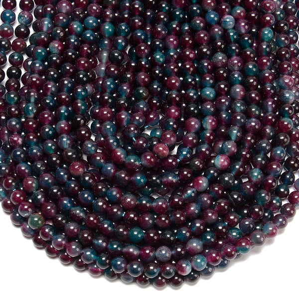 Red Blue Jade Gemstone Round 6MM Loose Beads 14.5 inch Full Strand (80020215-D627)
