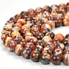 White Brown Dragon Skin Agate Gemstone Round 10MM Loose Beads (D519)