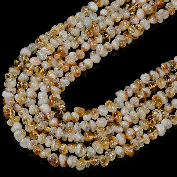 Natural Citrine Gemstone Pebble Nugget 7-10MM 9-11MM 11-13MM Loose Beads (D414)