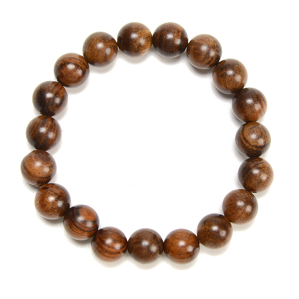Natural Tiger Skin Sandalwood Round Bracelet 6MM 8MM 10MM 12MM 7.5 inch Strand (S59)