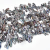 Silver Gray Biwa Pearl Gemstone Center Drilled Stick 20-25MM Loose Beads 7 inch Half Strand (80018897-S31)