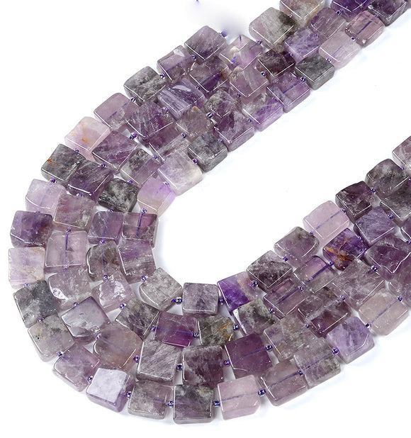 Natural Chevron Amethyst Gemstone Cube 11-13MM 14MM Loose Beads 15.5 inch Full Strand (D422)